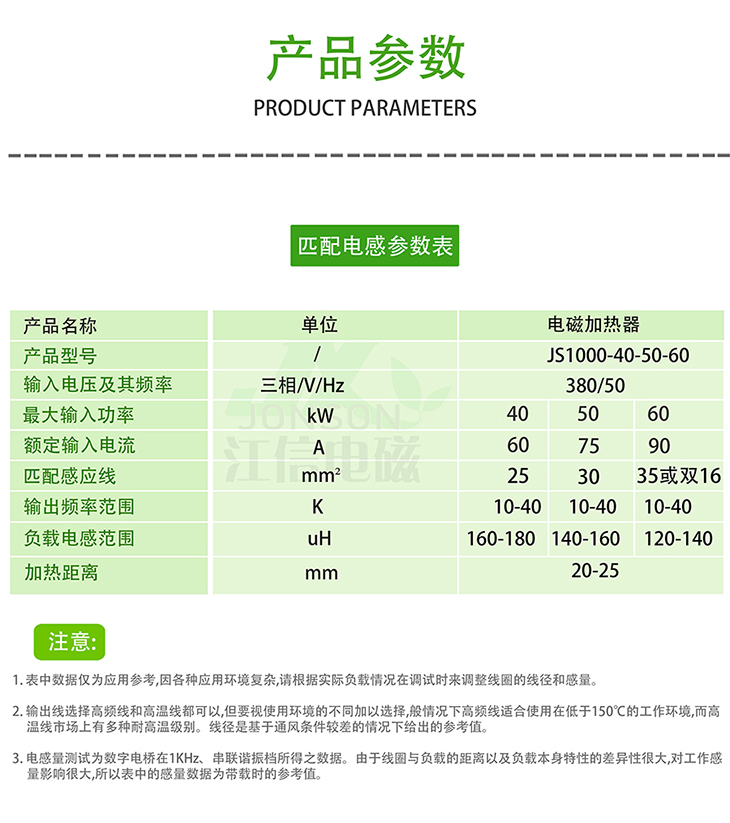 電磁加熱器匹配參數(shù)